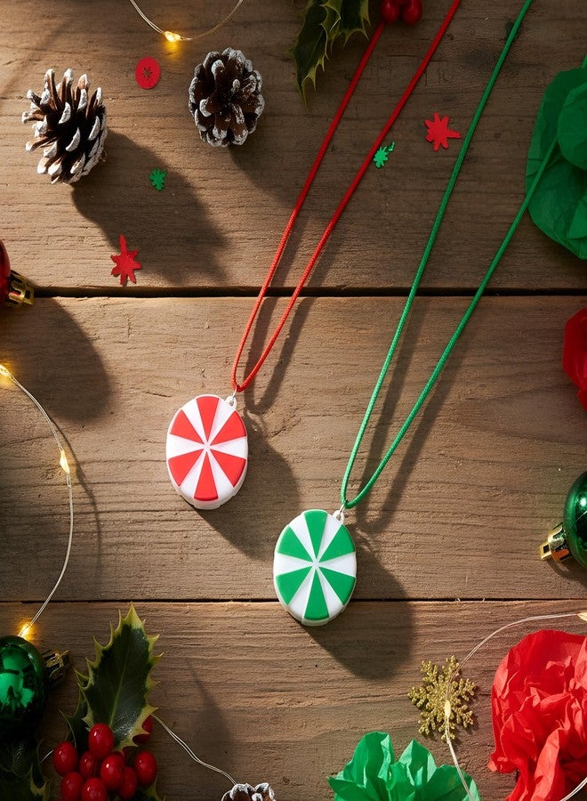 Yinkin 50 Pcs Christmas Light up Necklace for Kids Adults Flashing Necklaces Glow Necklaces Bulk for Xmas Party Favors Stocking Stuffers Christmas Ornaments Decoration(Red,White,Candy) - Image 3