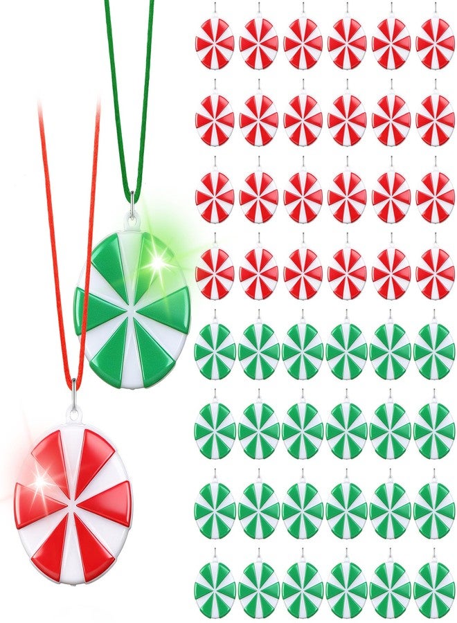 Yinkin 50 Pcs Christmas Light up Necklace for Kids Adults Flashing Necklaces Glow Necklaces Bulk for Xmas Party Favors Stocking Stuffers Christmas Ornaments Decoration(Red,White,Candy) - Image 1