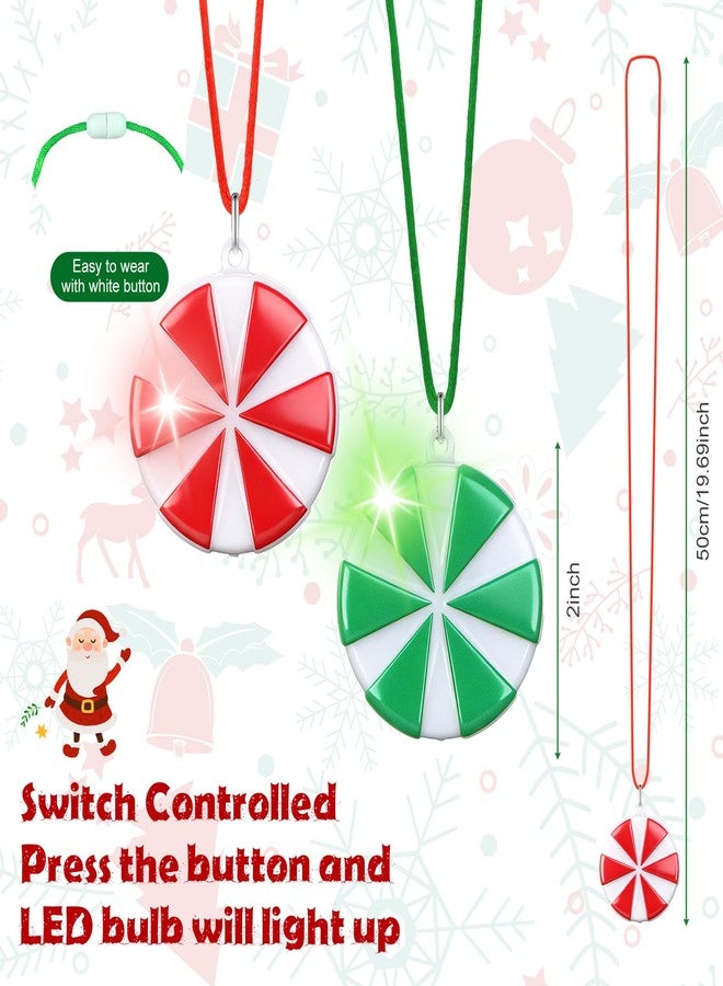 Yinkin 50 Pcs Christmas Light up Necklace for Kids Adults Flashing Necklaces Glow Necklaces Bulk for Xmas Party Favors Stocking Stuffers Christmas Ornaments Decoration(Red,White,Candy) - Image 2