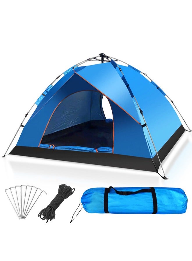 دنزوز خيمة التخييم 3-4 أشخاص منبثقة خيامًا قابلة للإزالة خيمة فورية 2 باب مقاوم للماء UV ، خيمة قبة للعائلة للعائلة النزهة الرياضية في الهواء الطلق مع حقيبة حمل - Image 1