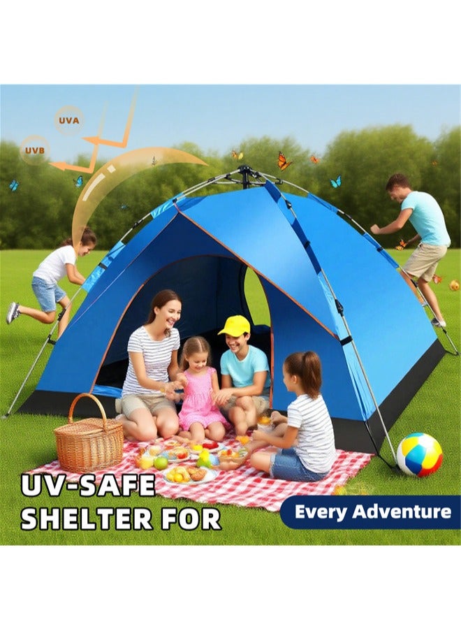 دنزوز خيمة التخييم 3-4 أشخاص منبثقة خيامًا قابلة للإزالة خيمة فورية 2 باب مقاوم للماء UV ، خيمة قبة للعائلة للعائلة النزهة الرياضية في الهواء الطلق مع حقيبة حمل - Image 2