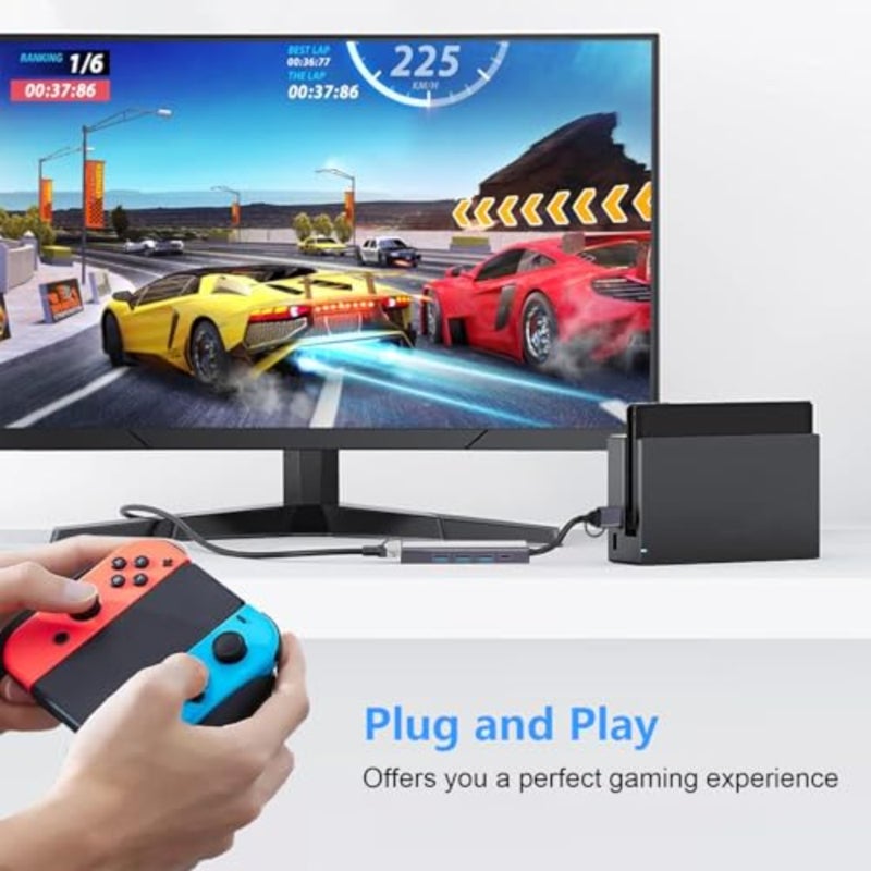 5-in-2 USB C to Ethernet Adapter 1000Mbps with 3*USB 3.0 and 1*USB C, USB 3.0 to RJ45 Gigabit LAN Network Adapter Nylon Braided and Aluminum Alloy Ethernet Hub for PS4/5, iPad, MacBook, Surface, Dell XPS - Image 2