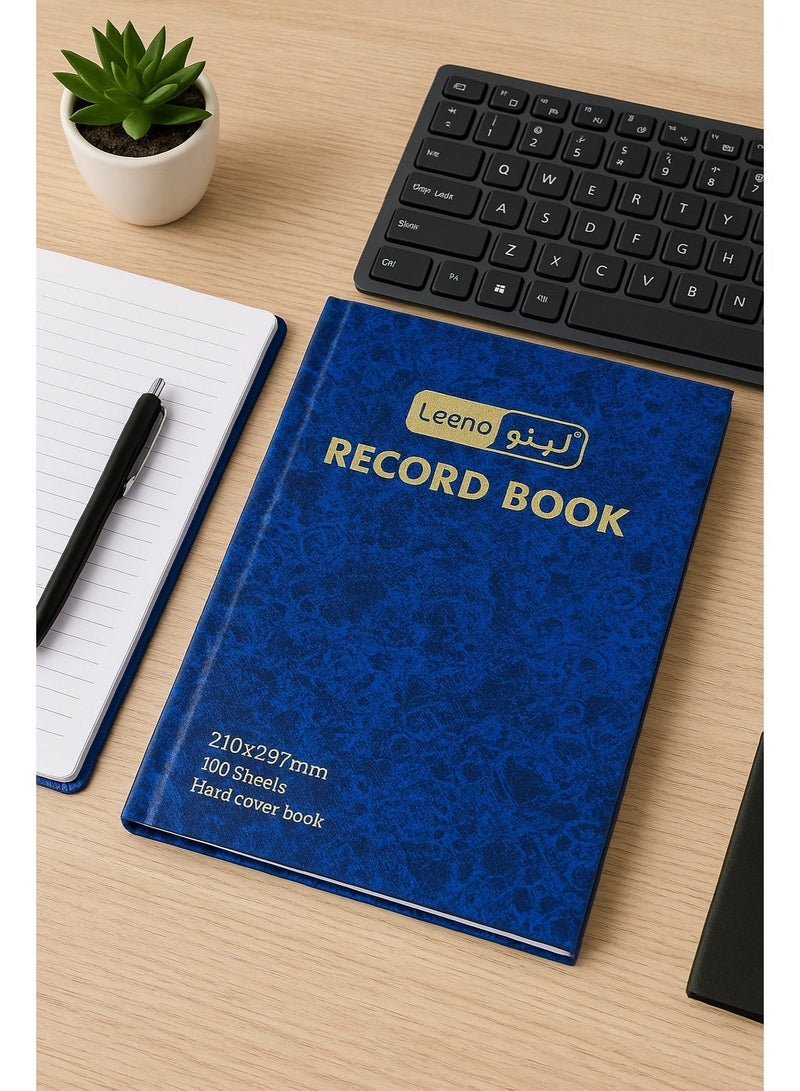 Leeno Record Book A4 Size | 210 x 297 mm | 100 Sheets | Hard Cover Notebook for Office, School, and Business - Image 3