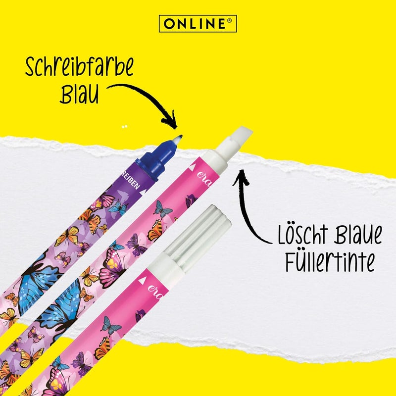 Online Value Pack Ink Eraser 6 x Ink Killer for Erasing and Overwriting | Butterfly Germany Design | Removal and Correction Blue Ink | Ink Colour Blue - Image 4