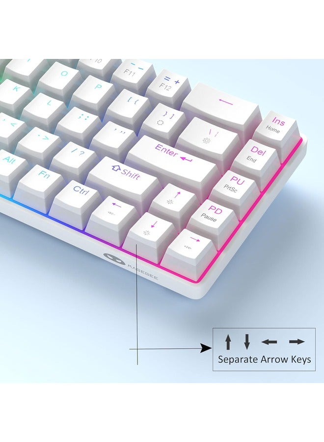 MageGee Mechanical Gaming Keyboard 60%,LED Backlit Keyboard, 68 Keys Mini Wired |Red Switch | White - Image 3