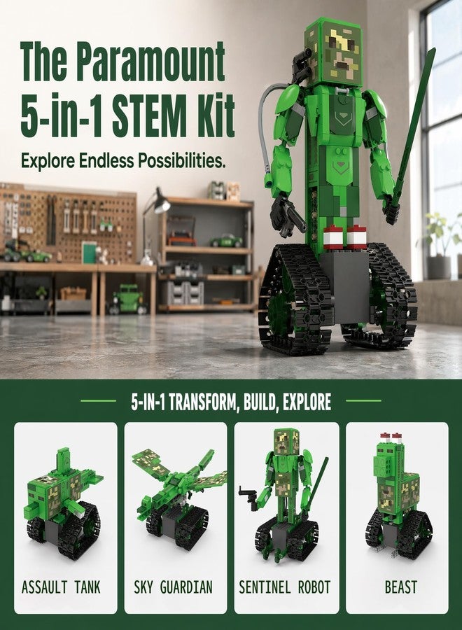 Lovinkiki 5 in 1 RC Robot Building Kit for Kids 8-12, Programmable STEM Coding Robot Toy with APP & Remote Control, DIY Robotics Kit Gift - Image 2