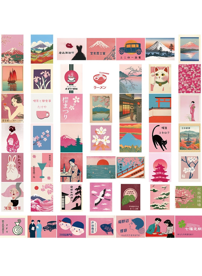 ORAINBOW 50PCS Pink Aesthetic Stickers Vintage Japanese Stickers Japanese Party Favors Decorations Laptop Vinyl Waterproof Sticker Pack - Image 4