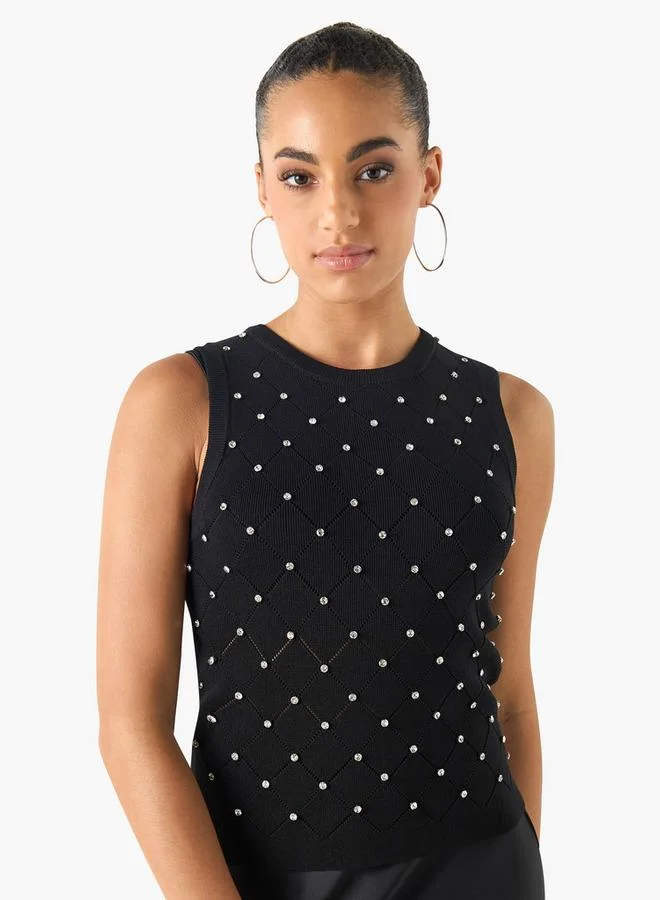 2Xtremz 2Xtremz Embellished Sleeveless Top