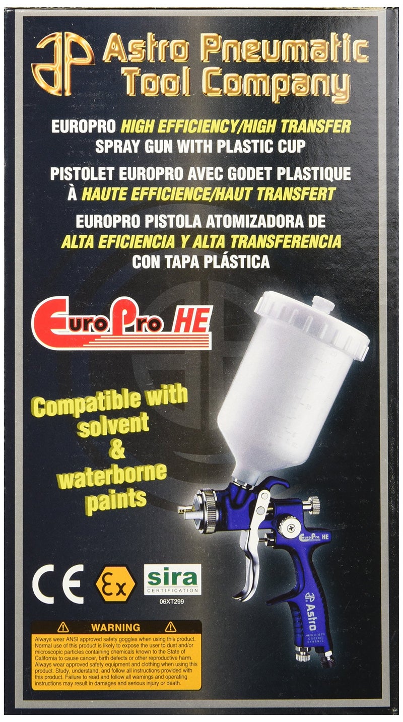 Astro Pneumatic Tool Astro EUROHE103 EuroPro High Efficiency/High Transfer Spray Gun with 1.3mm Nozzle and Plastic Cup - Image 3