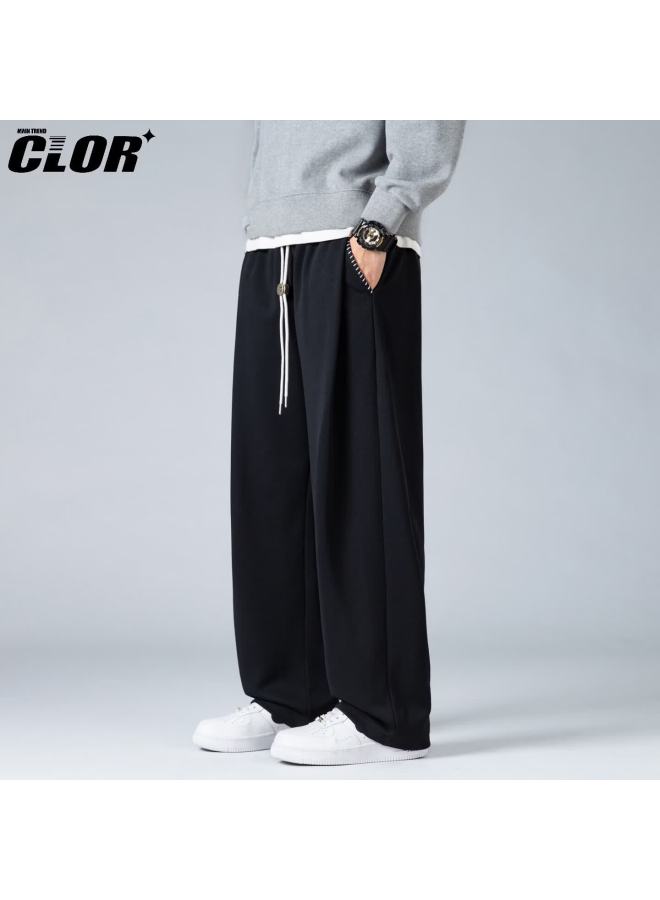 Clor Men's Sweatpants Spring Autumn Trendy Brand Draped Wide-leg Casual Pants Cl97 Black L