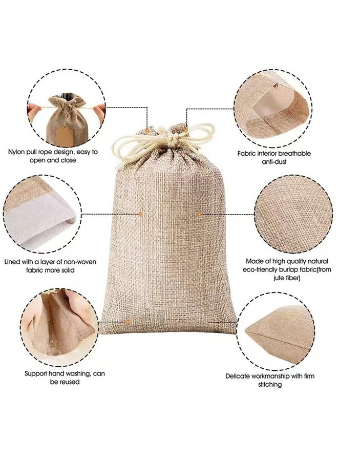 25 قطعة من أكياس هدايا الخيش الممتازة مع رباط وعلامات هدايا - Image 2