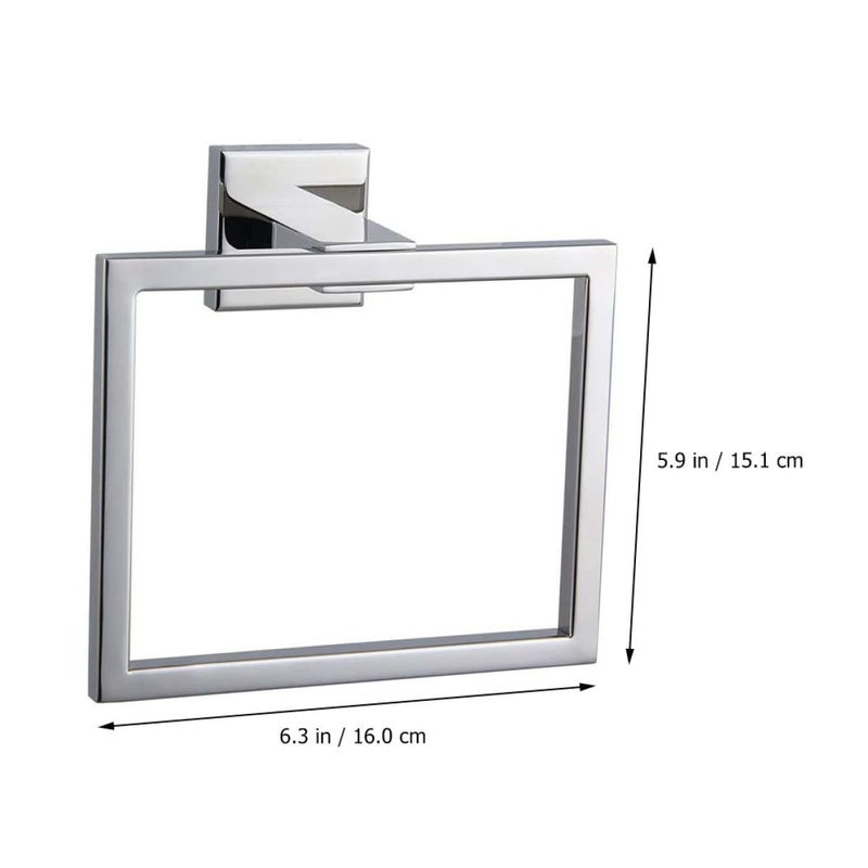 Stainless Steel Square Towel Ring Holder Wall Mounted Bathroom Mirror Finish - Image 3