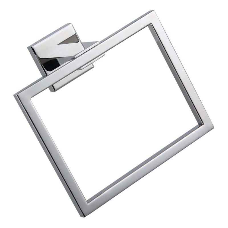 Stainless Steel Square Towel Ring Holder Wall Mounted Bathroom Mirror Finish - Image 2