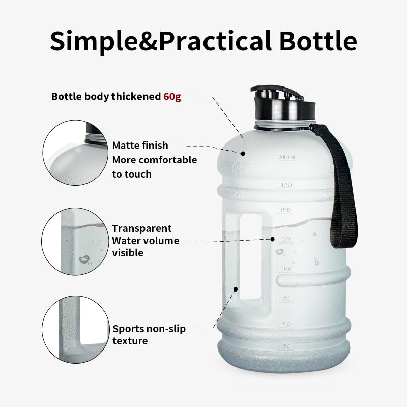 TOOFEEL 2 Liter Water Bottles - Big Water Jugs - 2.2L 74oz LeakProof - Clear Matte - Image 4