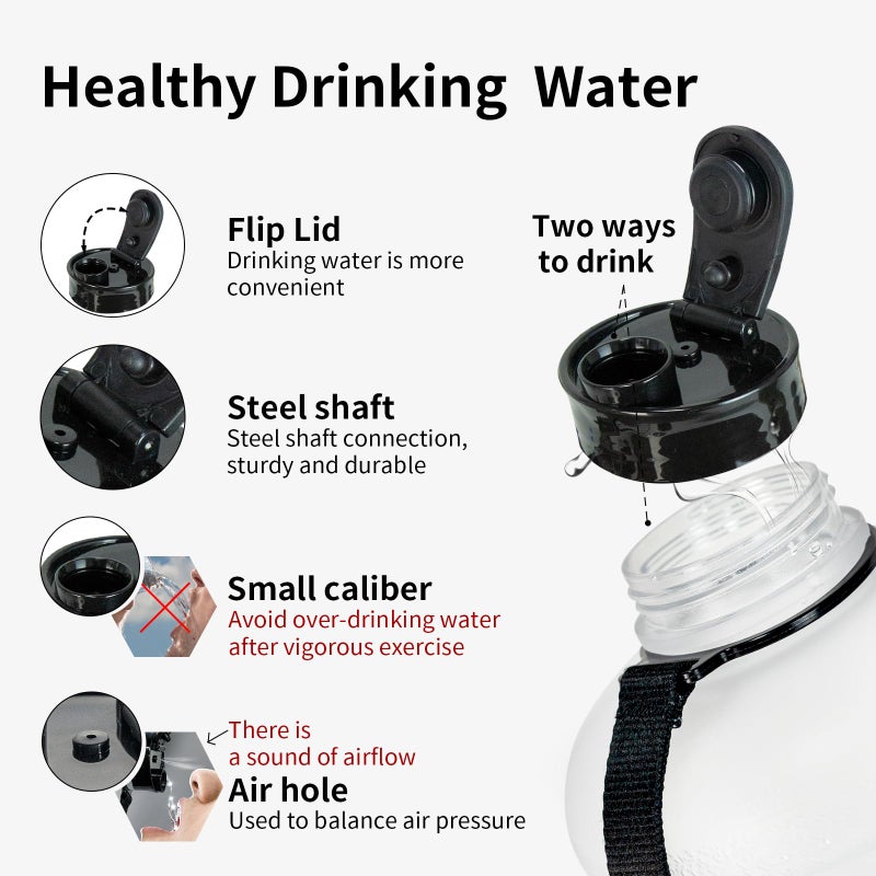 TOOFEEL 2 Liter Water Bottles - Big Water Jugs - 2.2L 74oz LeakProof - Clear Matte - Image 3