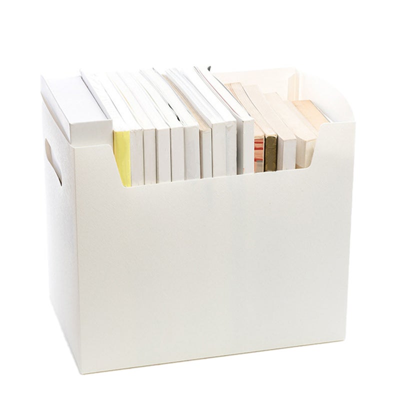 منظم سطح مكتب أبيض قابل للطي لتنظيم الأوراق والمستندات مع مقابض مزدوجة للطلاب - Image 4