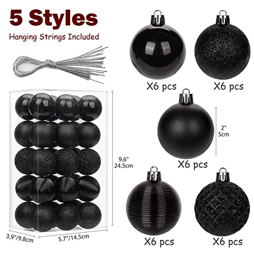 Briful 30PCS Shatterproof Black Christmas Tree Ball Ornaments for Holiday Decor - Image 3
