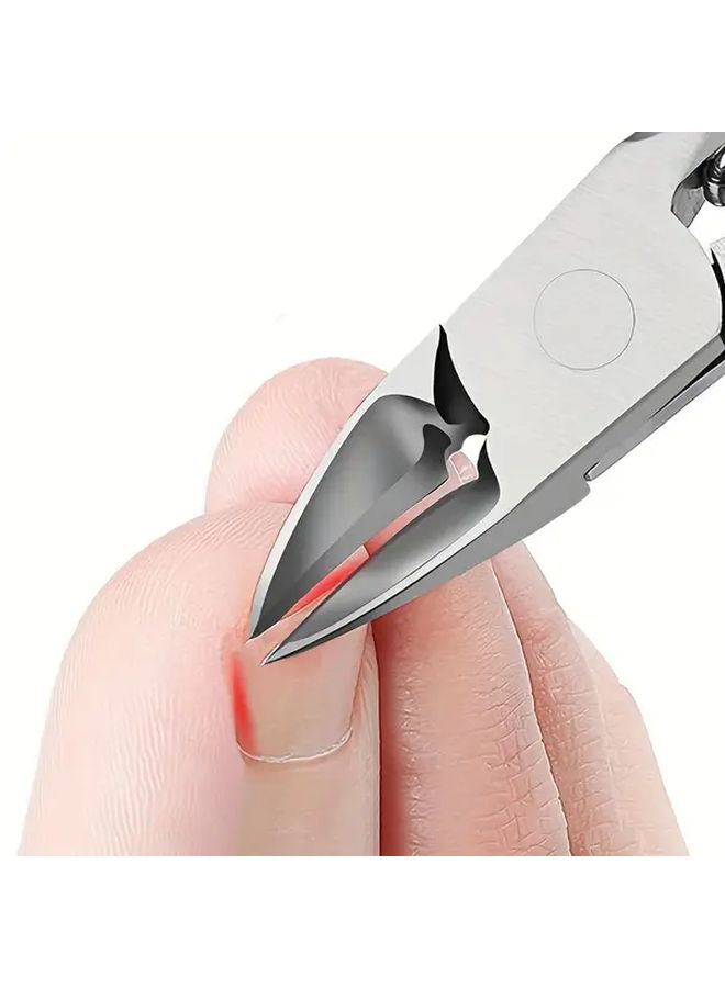 قصافة أظافر من الفولاذ المقاوم للصدأ الأحمر للأظافر السميكة، مقلمة الجلد عالية الدقة، قبضة مريحة. - Image 3