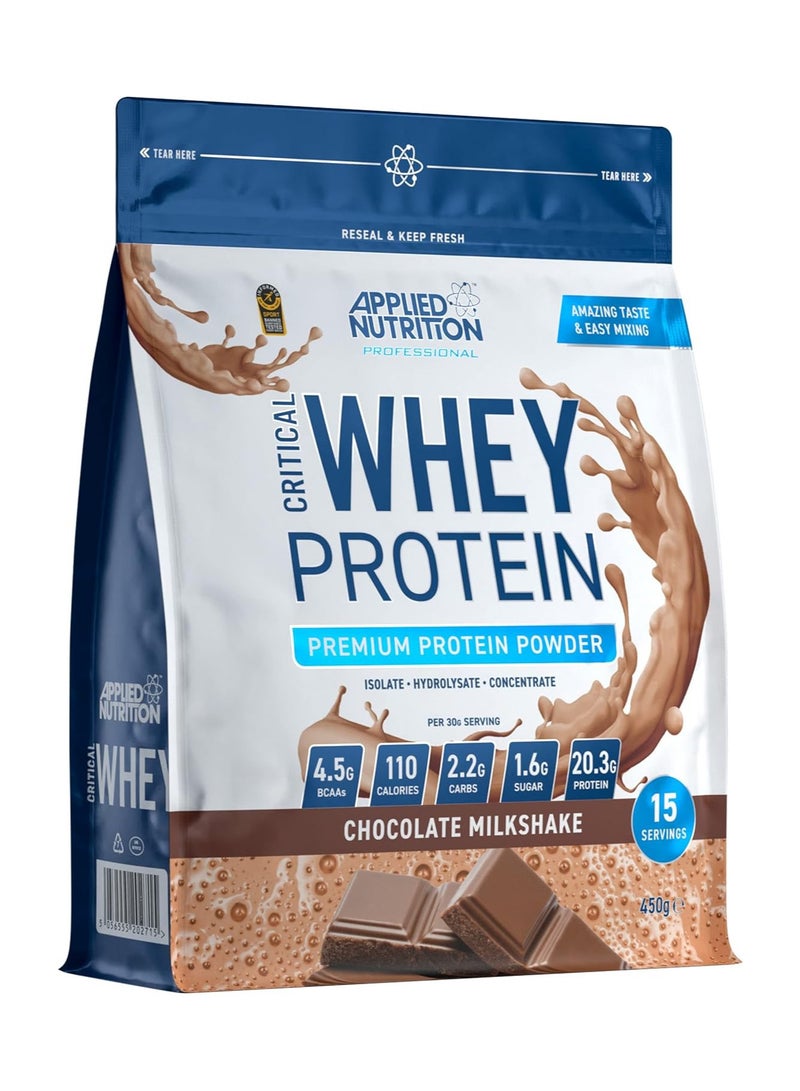 Applied Nutrition Applied Nutrition Critical Whey Protein Premium Protein Powder Chocolate Milkshake Flavour(450g) - Image 1