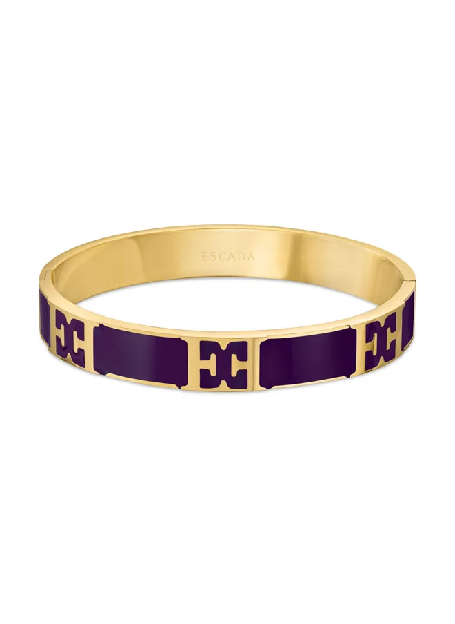 ESCADA Scarlett Gold Plated Bangle with Escada Logo Cutout & Purple Enamel Detail