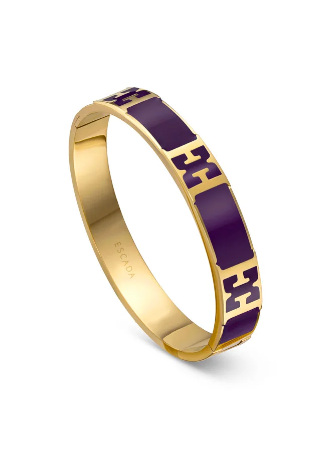 إسكادا Scarlett Gold Plated Bangle with Escada Logo Cutout & Purple Enamel Detail