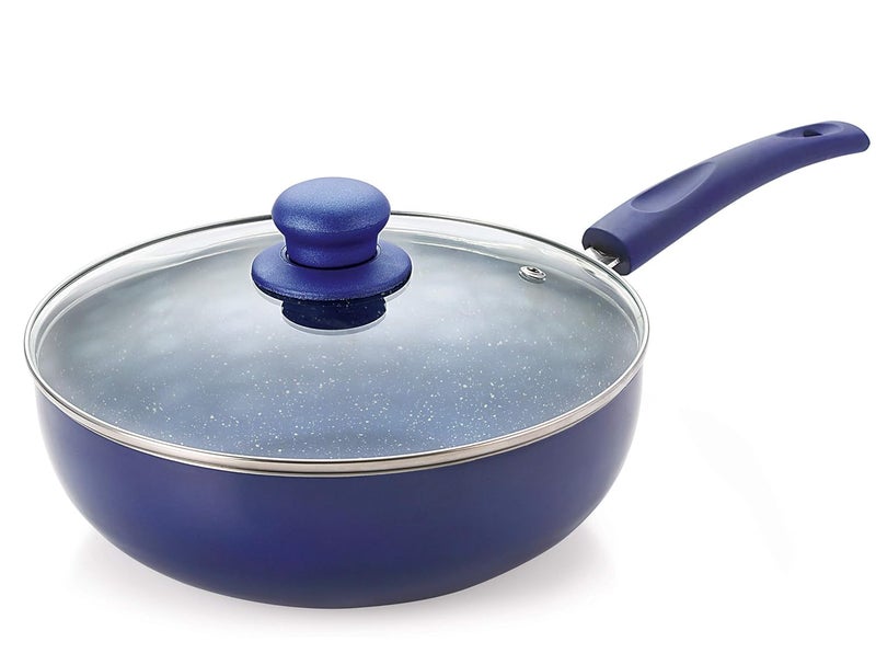 Nirlon Aluminium Non Stick Dishwasher Safe Induction Base Bling Kadhai with Glass Lid - Image 1