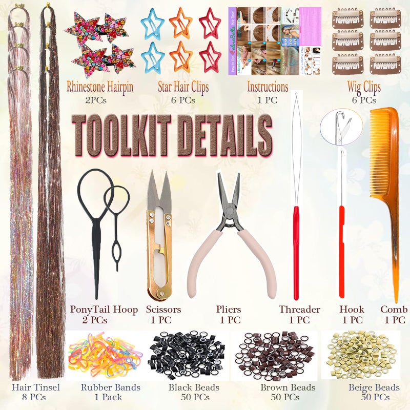 CelineBella Galaxy Brown Hair Tinsel Kit, Mixed Colors Fairy Hair,Colorful Glitter Tinsel Hair Highlights for Women Cosplay Party Halloween Daily Use (Galaxy+Coffee, 48 Inches Pack of 8 PCs) - Image 2