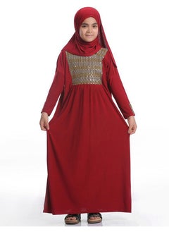 Girls Praying Dress  Made Of Butter Jersey With a Separate Veil ,Maroon