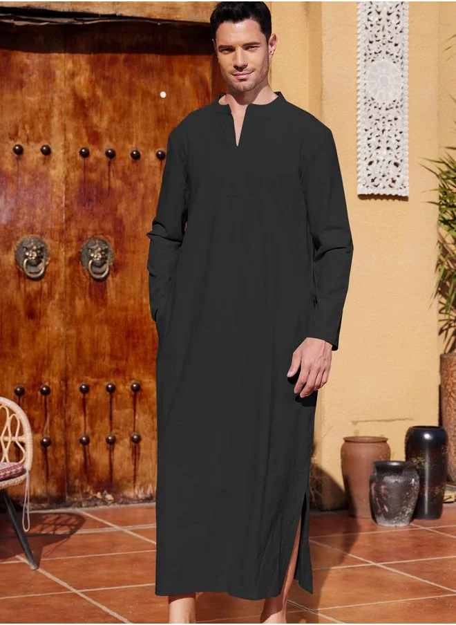 تايك تو Take Two Solid V-Neck Long Sleeve Robe