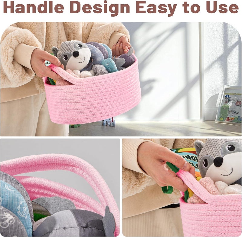 Bufims Small Woven Pink Gifts Basket for Storage Empty with Ribbons and Bags Durable Cute Gifts 12"X 8" X 5" Small Rope Basket for Gifting - Image 4