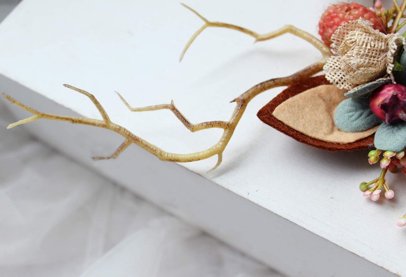 LLinfflr Deer Antler Cat Ear Headband with Flowers for Party Cosplay Costume - Image 4