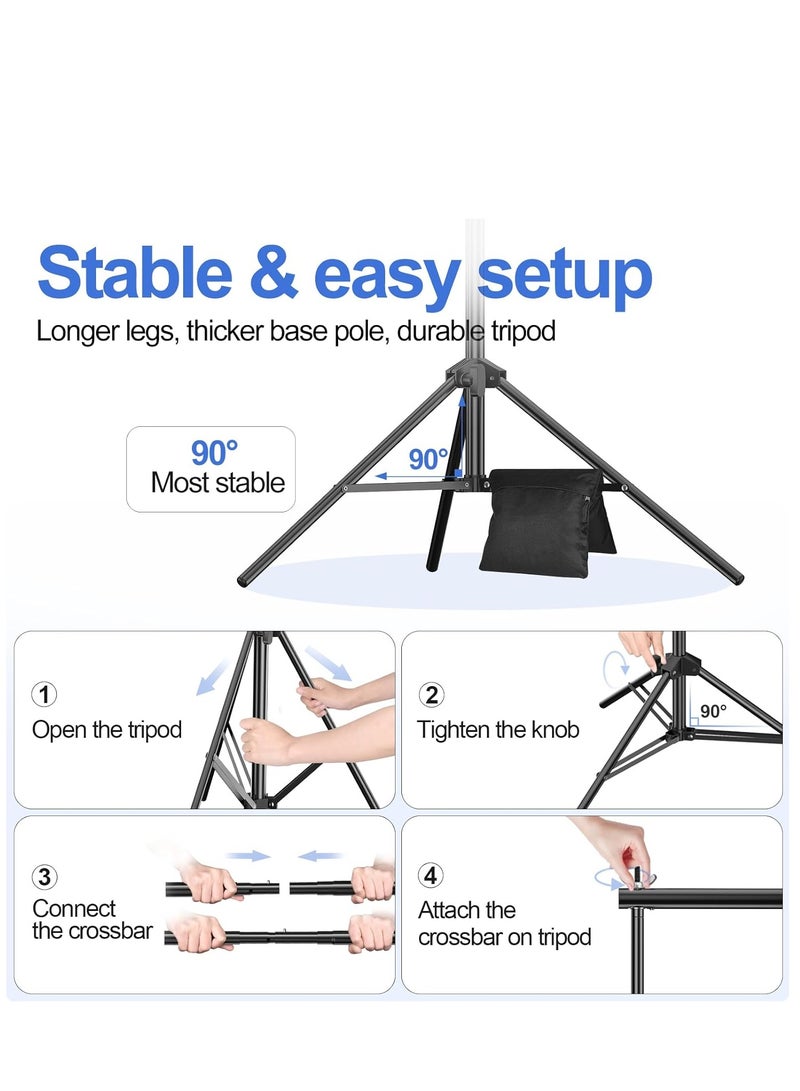 GUDOO Backdrop Stand 260*300 cm Photo Studio Adjustable Background Stand Support Kit with 2 Crossbars 6 Backdrop Clamps 2 Sandbags and Carrying Bag for Parties Events Decoration  - Image 3