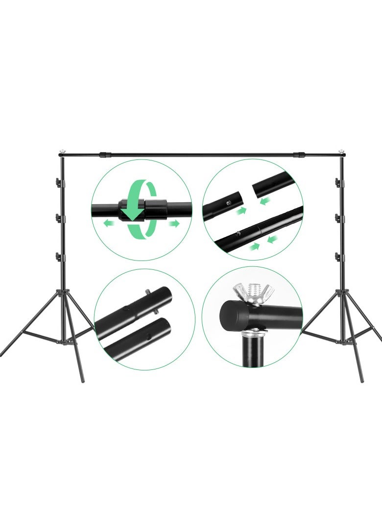 GUDOO Backdrop Stand 260*300 cm Photo Studio Adjustable Background Stand Support Kit with 2 Crossbars 6 Backdrop Clamps 2 Sandbags and Carrying Bag for Parties Events Decoration  - Image 2