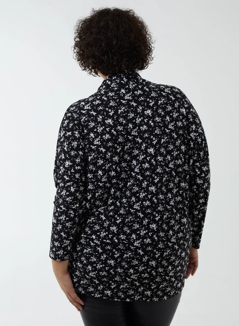 Blue Vanilla Curve Draped Dip Hem Top