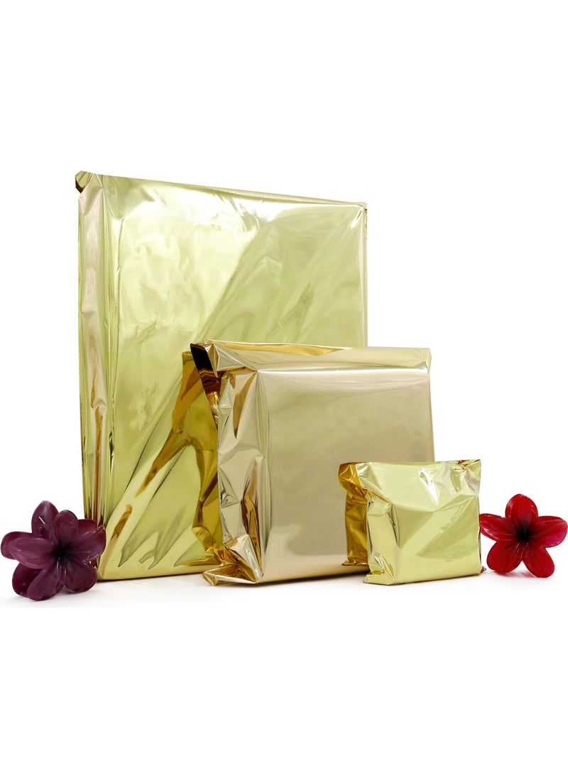 Repro Design - 11x12 Gold 100 Pieces Adhesive Metalized Gift Bag Metallic Gold Gift Packaging Package - Image 1