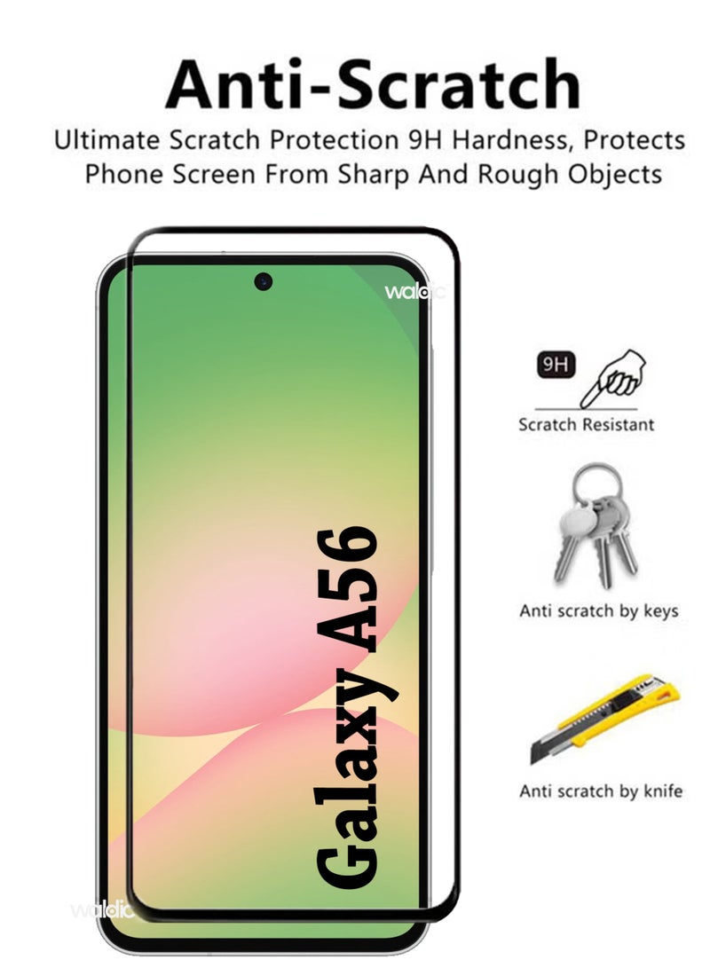 Waldic Samsung Galaxy A56 Screen Protector | Tempered Glass Compatible with Samsung Galaxy SA A56 | Screen Protector Full HD Quality Tempered Glass Anti-Scratch Edge to Edge Coverage with Easy Installation Kit - Black - Image 2