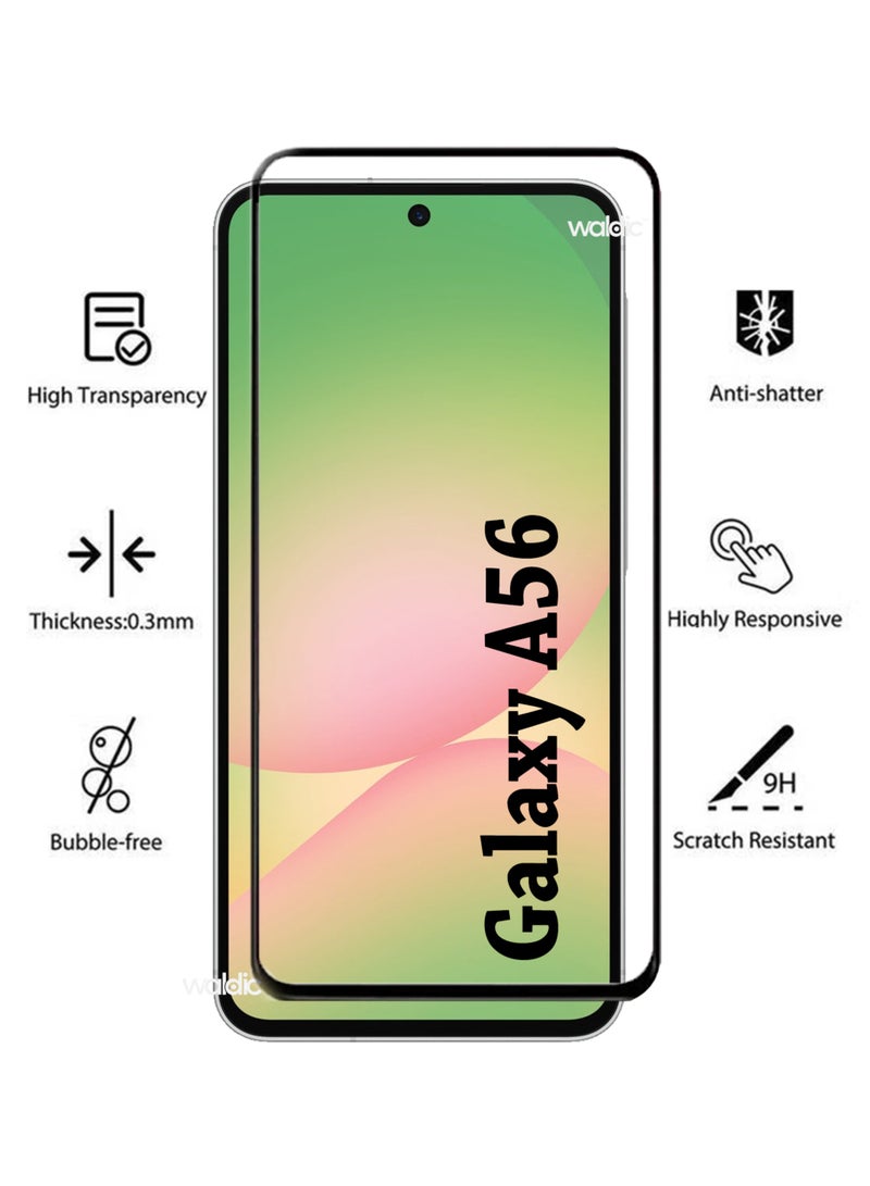Waldic Samsung Galaxy A56 Screen Protector | Tempered Glass Compatible with Samsung Galaxy SA A56 | Screen Protector Full HD Quality Tempered Glass Anti-Scratch Edge to Edge Coverage with Easy Installation Kit - Black - Image 3