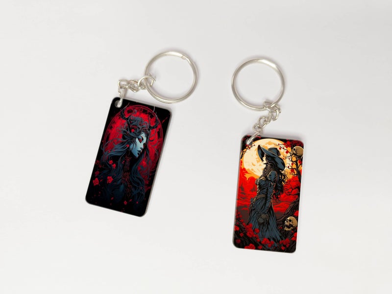 OUTFITQUE OUTFITQUE Premium (Pack of 2) Anime-312 Printed Long Keychain For Bike, Scooty, Car, MDF Keyholder - Image 1