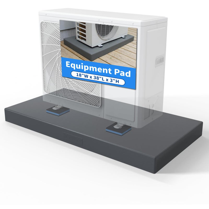Air Jade Equipment Pad for Ductless MiniSplit Air Conditioner Heat Pump System 18 38 3 inches Plastic Mini Split Condenser Pad Gray