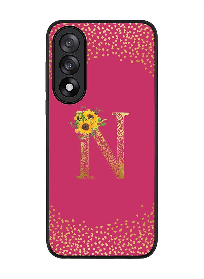Stylizedd For OnePlus Nord 5 / Ace 5 Ultra Case,Slim fit Camera Protection, Shockproof Thin Phone cover  - Custom Floral Monogram - N ( Deep Pink )
