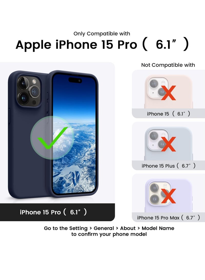 BORTONY iPhone 15 Pro Case Liquid Silicone 3 Layers Full Covered Soft Gel Rubber iPhone 15 Pro Cover Slim Phone Case with Anti-Scratch Microfiber Lining for Apple iPhone 15 Pro 6.1 Inch - Image 2