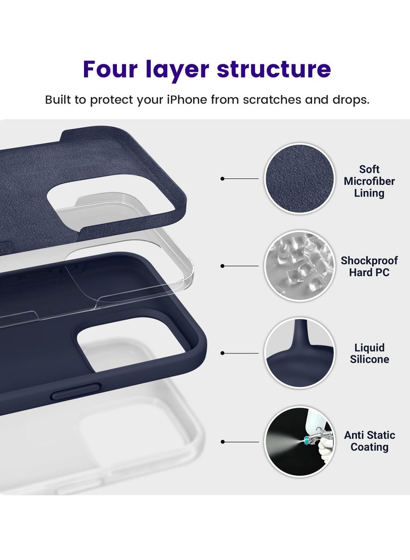 BORTONY iPhone 15 Pro Case Liquid Silicone 3 Layers Full Covered Soft Gel Rubber iPhone 15 Pro Cover Slim Phone Case with Anti-Scratch Microfiber Lining for Apple iPhone 15 Pro 6.1 Inch - Image 4