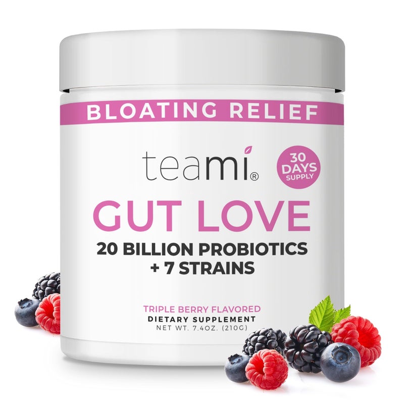 Teami Prebiotic and Probiotic Powder for Women Promotes Digestion Bloating Relief Belly Balance Gut Health Powder with 20 Billion Probiotics 7 strains Triple Berry Gut Love 30 Servings - Image 3