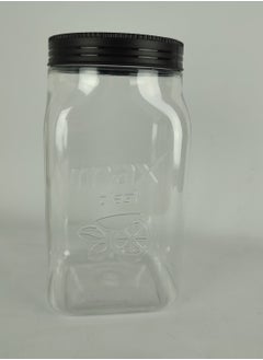 max plast Maxplast High Quality Plastic Storage Jar with Tight Seal Lid - 1400 ml - Black Lid  - Image 1