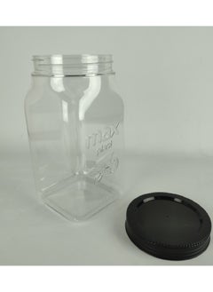 max plast Maxplast High Quality Plastic Storage Jar with Tight Seal Lid - 1400 ml - Black Lid  - Image 3