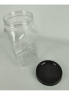 max plast Maxplast High Quality Plastic Storage Jar with Tight Seal Lid - 1400 ml - Black Lid  - Image 2