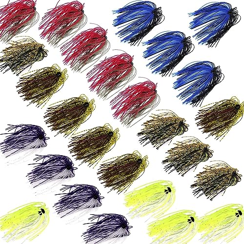 JOGFFDE Silicone Jig Skirts Fishing Lures 50 Strands Bass Fishing Jigs Spinnerbait Skirts Replacement Kit Squid Jig Spinner Bait DIY Fishing Lures(12 Bundles) - Image 1