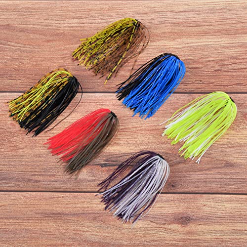 JOGFFDE Silicone Jig Skirts Fishing Lures 50 Strands Bass Fishing Jigs Spinnerbait Skirts Replacement Kit Squid Jig Spinner Bait DIY Fishing Lures(12 Bundles) - Image 5