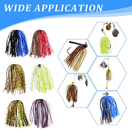 JOGFFDE Silicone Jig Skirts Fishing Lures 50 Strands Bass Fishing Jigs Spinnerbait Skirts Replacement Kit Squid Jig Spinner Bait DIY Fishing Lures(12 Bundles) - Image 3