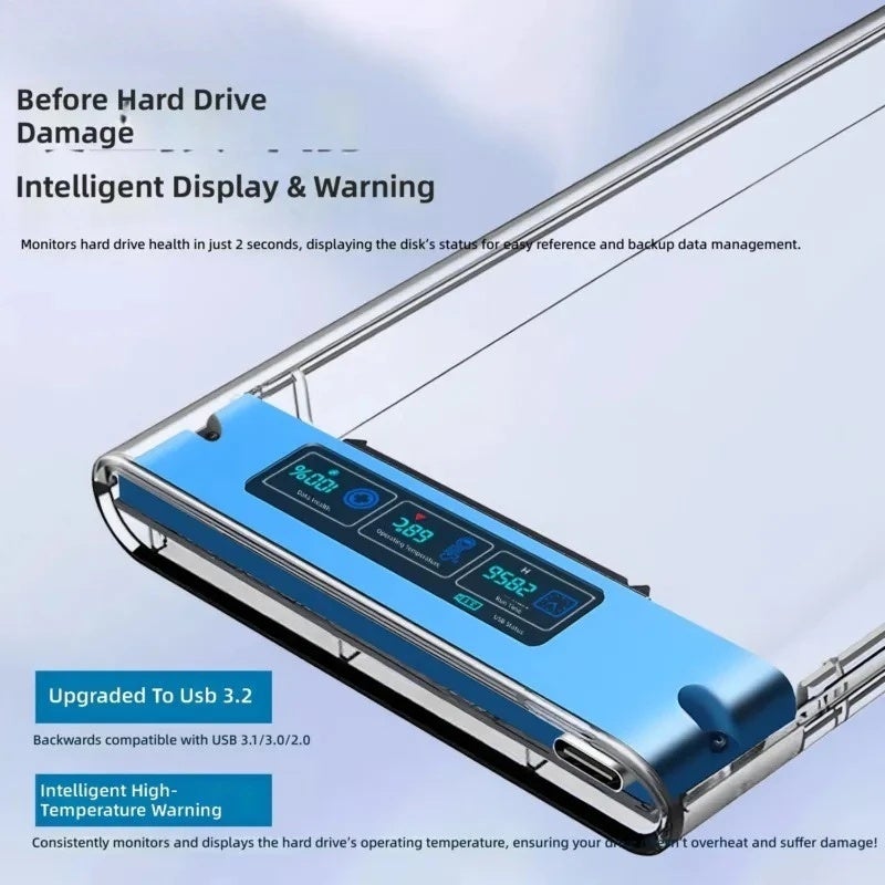 علبة قرص صلب 2.5 بوصة مع واجهة USB 3.0 وشاشة عرض لأقراص SATA SSD - Image 2